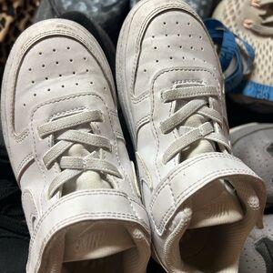 Nike Kids White High-Top Sneakers with Hook-and-Loop Strap